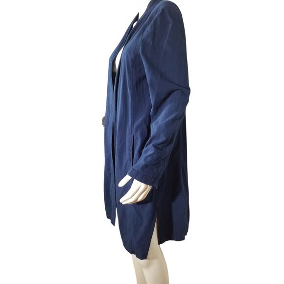 Eileen Fisher Organic Cotton Open Front Knit Cardigan Blue Size M - Picture 7 of 9